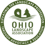 Logo of the Ohio Landscape Association featuring the letters O and L with a tree and waves, surrounded by the text 'Elevating the Landscape Profession Through Advocacy & Education'.